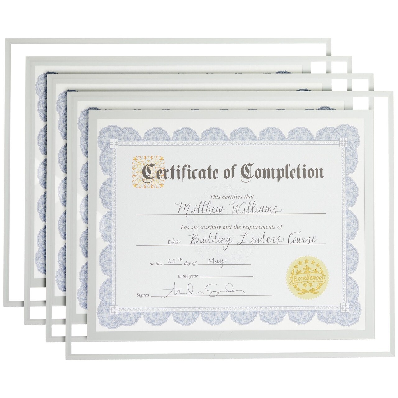 4 Pack 8.5x11 Glass Certificate Frames with Stand for Documents, Diplomas Awards, for Tabletop, Hanging